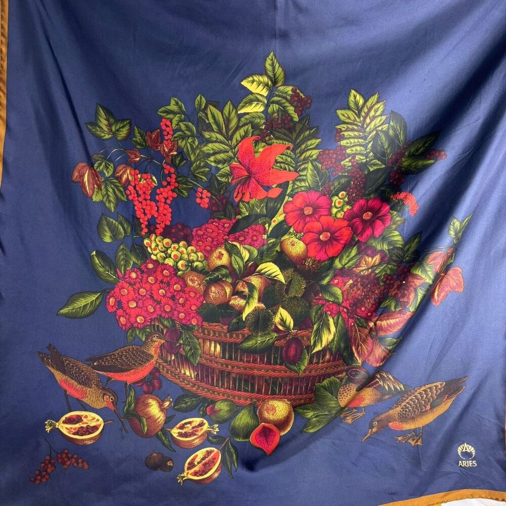 Stunning 35"x35" Silk Scarf | Aries | Hand Sewn Edges - Picture 7 of 9
